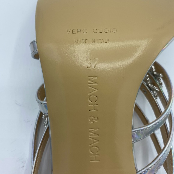 NWOB Mach & Mach Silver Camille Crystal Bow Strappy Sandal - Picture 7 of 9